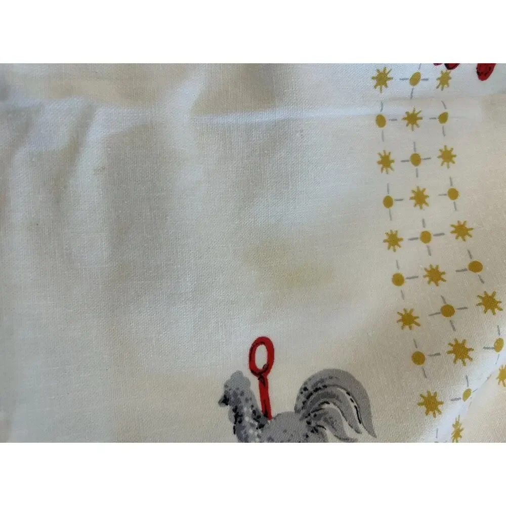 VTG MCM Post War 40s/50s Primitive‎ Linen Tablecloth 47